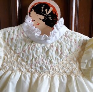 Yellow baby girl dress with high collar